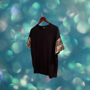Short Sleeve Tshirt, Gold Sequin, Small, ASOS